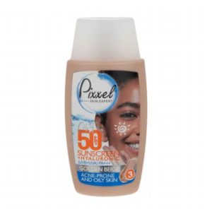 ضد آفتاب رنگی پیکسل بژ طلایی Spf50 مناسب پوست چرب حجم 50 میل